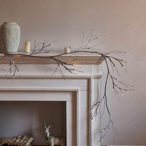 Hairui Lighted Garland Snow Flocked 6FT 48 LED Battery Operated Pre-lit Twig